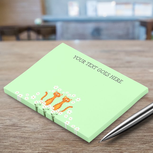 Cute Custom Ginger Floral Green Orange Cat  Post-it Notes (Creator Uploaded)