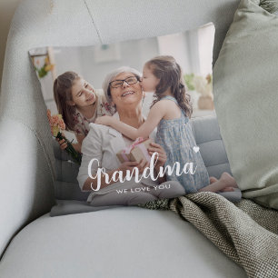 Cute Custom Grandma Two Photo Keepsake Cushion