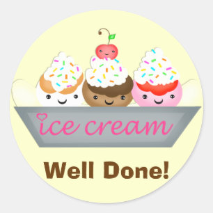 Cute Custom Kawaii Icecream Reward Sticker