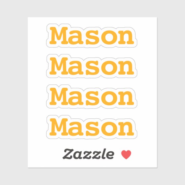 Cute Custom Kids Name for School Orange (Sheet)