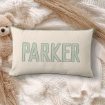 Cute Custom Kids Name with Faux Trim Sage Lumbar Cushion<br><div class="desc">Add a cosy vintage touch with this Cute Custom Kids Name Old-School Grandma Aesthetic pillow! Featuring a nostalgic design with faux trim,  it’s the perfect personalised accent for a warm,  retro-inspired space!</div>