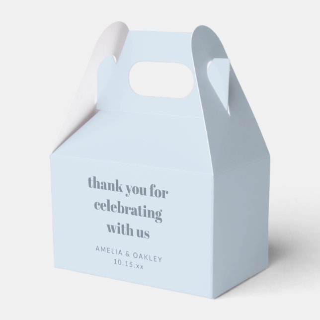 Cute Custom Light Blue Couples Shower Thank You Favour Box (Front Side)