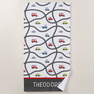 Cute Custom Little Boy Name Kids Car Beach Towel