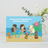 Cute Custom Luau Beach Hula Girls Birthday Party