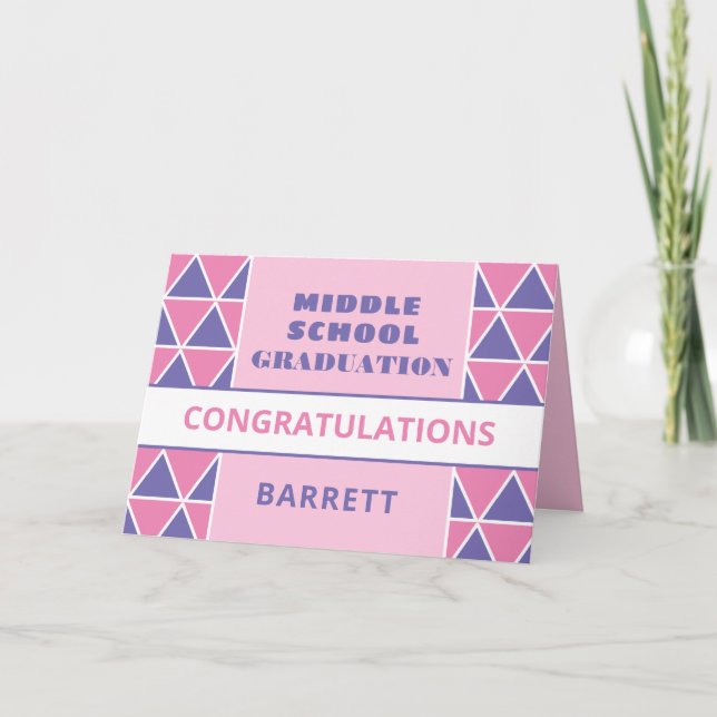 Cute! Custom Middle School graduation card! Card (Front)