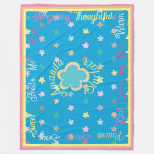 Cute Custom Modern Boho Flower Why I Love You Fleece Blanket
