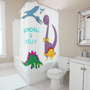 Cute Custom Modern Kids Dinosaur Shower Curtain