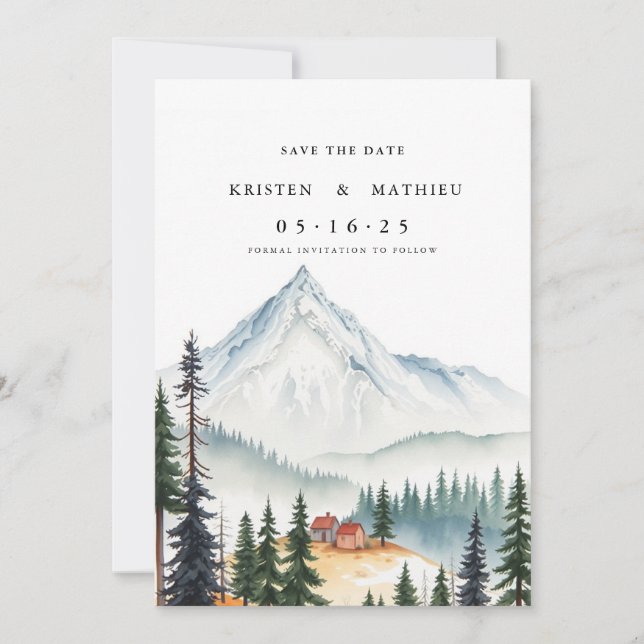 Cute Custom Mountain Save The Date (Front)