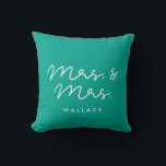 Cute custom Mrs and Mrs Cushion<br><div class="desc">Mrs and Mrs couple pillows,  customisable with your own name and your favourite colours.</div>