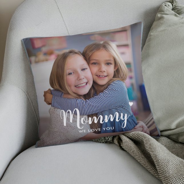 Cute Custom Mummy Two Photo Keepsake Cushion (Creator Uploaded)