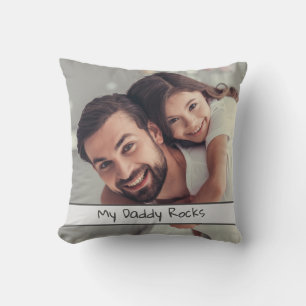 Cute Custom My Daddy Rocks Photo Cushion