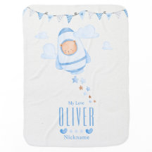 Cute Custom Name Bear Baby Blanket For Baby Shower