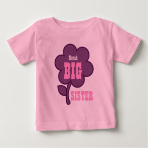 Cute Custom Name BIG SISTER Purple Flower V01A Baby T-Shirt