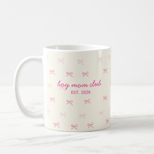 Cute Custom Name Bow Pattern Coffee Mug (Left)