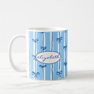 Cute Custom Name Bow Stripes Coffee Mug