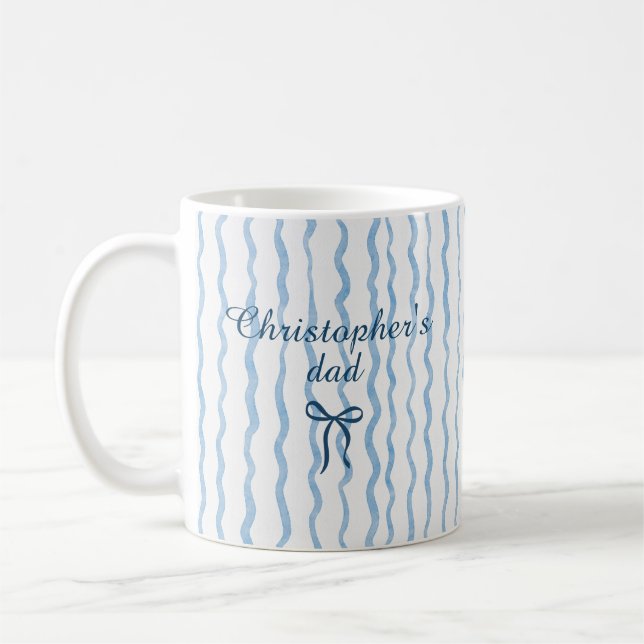 Cute Custom Name Bow Stripes Coffee Mug (Left)