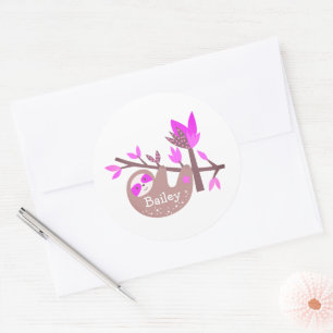 Cute Custom Name Koala Bear Pink Bamboo Sticker