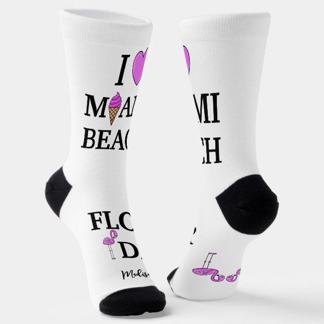 Cute custom name Miami Beach Florida Socks (Angled)