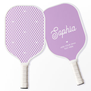 Cute Custom Name Pretty Purple Modern Mesh Net Pickleball Paddle