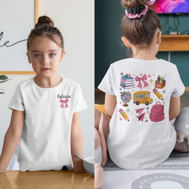 Cute Custom Name School Design Girl's Shirt (Creator Uploaded)
