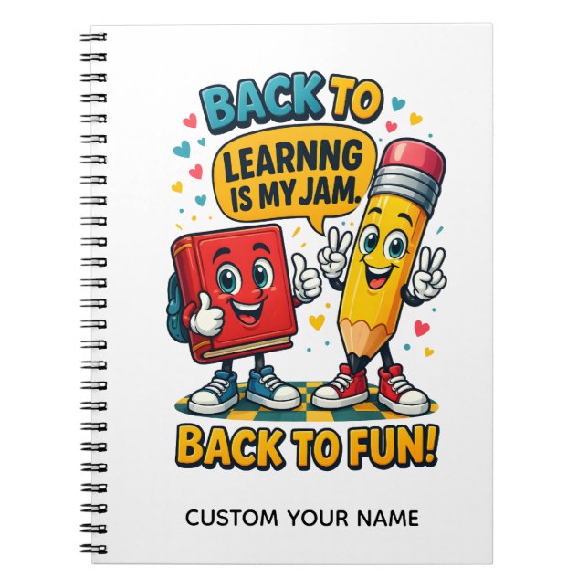 Cute Custom Name School  Notebook (Front)