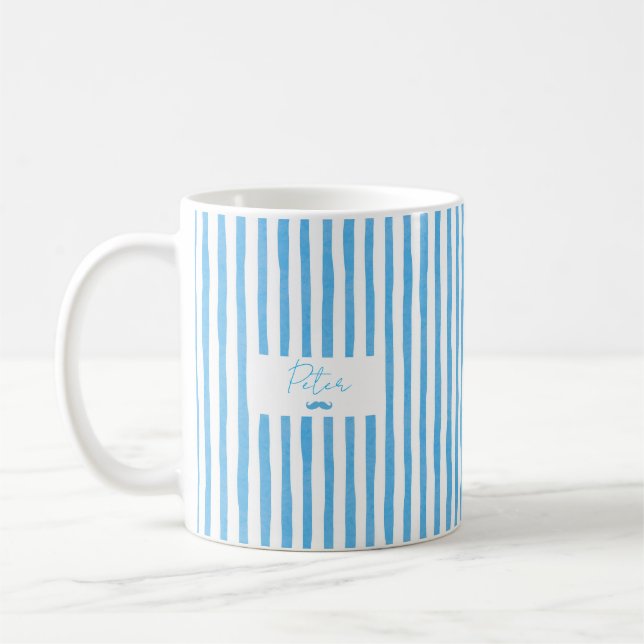 Cute Custom Name Stripes Coffee Mug (Left)