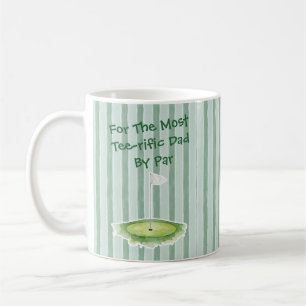 Cute Custom Name Stripes Coffee Mug for Golf Dad