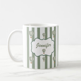 Cute Custom Name Stripes Pattern Coffee Mug
