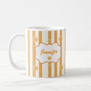 Cute Custom Name Stripes Pattern Coffee Mug