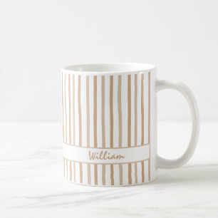Cute Custom Name Stripes Pattern Coffee Mug