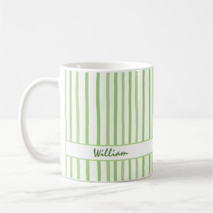 Cute Custom Name Stripes Pattern Coffee Mug