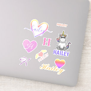 Cute Custom Name Unicorn Rainbow Different Fonts