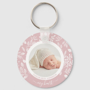 Cute Custom Newborn Photo Keychain