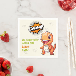 Cute Custom Orange Dinosaur Party Napkin