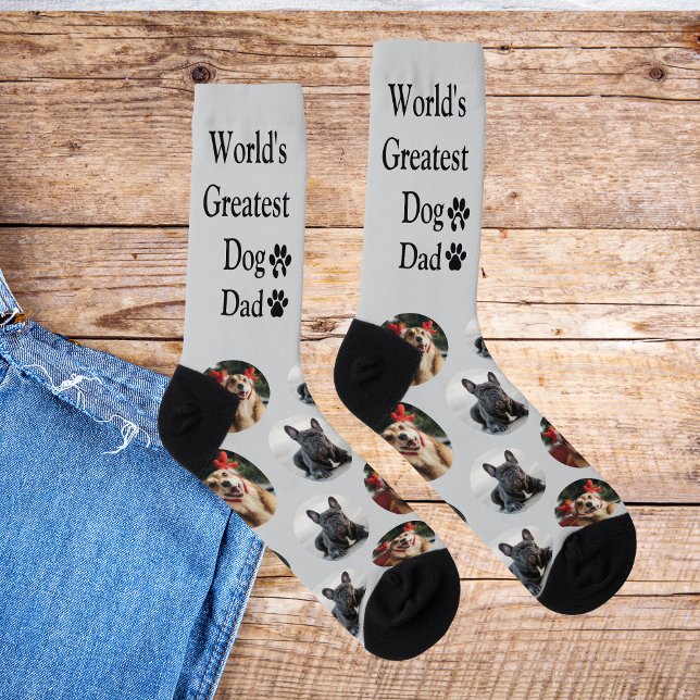 Cute Custom Pattern Dog Dad Photo Socks (Creator Uploaded)