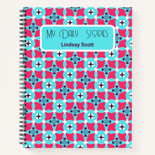 Cute Custom Pattern Pink Journal Spiral Notebook (Front)