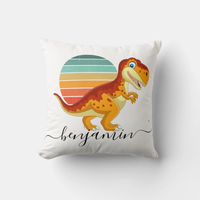 Cute Custom Personalised dinosaur baby shower Thro Cushion (Front)