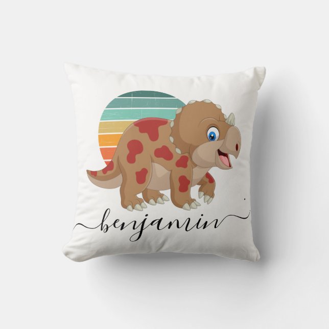 Cute Custom Personalised dinosaur baby shower Thro Cushion (Front)