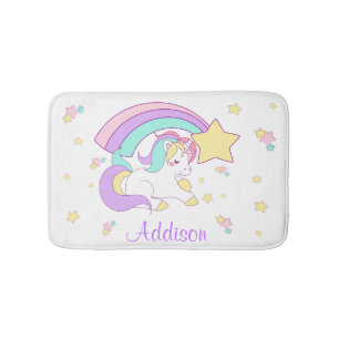 Cute Custom Personalised Magical Rainbow Unicorn Bath Mat
