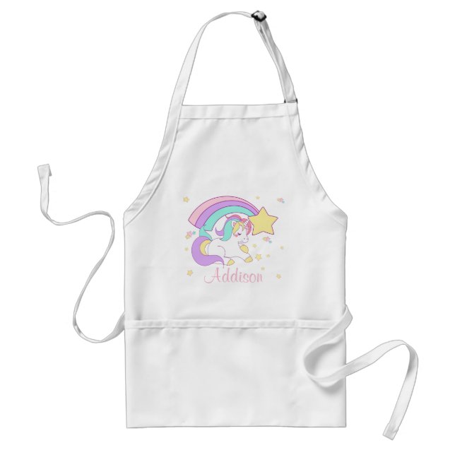 Cute Custom Personalized Magical Rainbow Unicorn Standard Apron (Front)