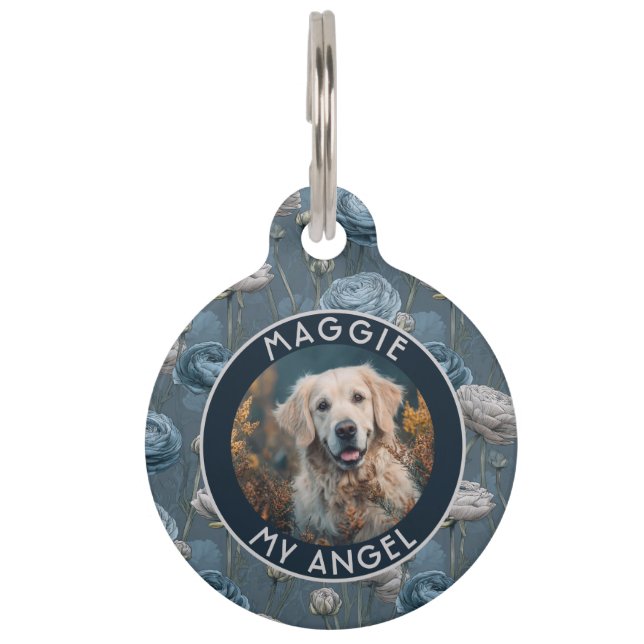 Cute Custom Pet Lover Gift Ranunculus Pattern Tag (Front)