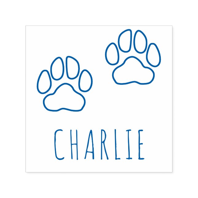 Cute Custom Pet Name Charlie | Paw Prints Outline Self-inking Stamp (Design)