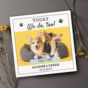 Cute Custom Pet Name Dog Cat Photo Wedding Napkin