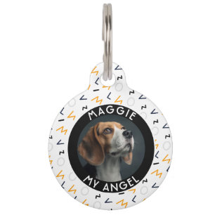 Cute Custom Pet Owner Gift Idea Memphis Pattern Tag
