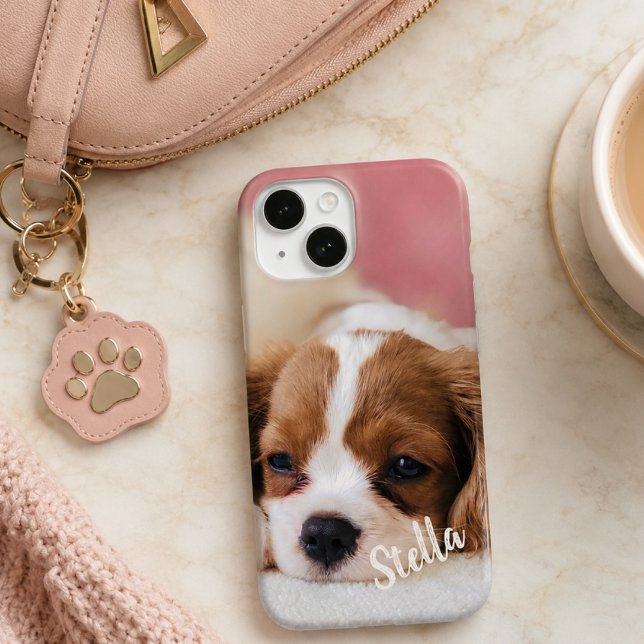 Cute Custom Pet Photo with Personalised Name Case-Mate iPhone Case (Creator Uploaded)