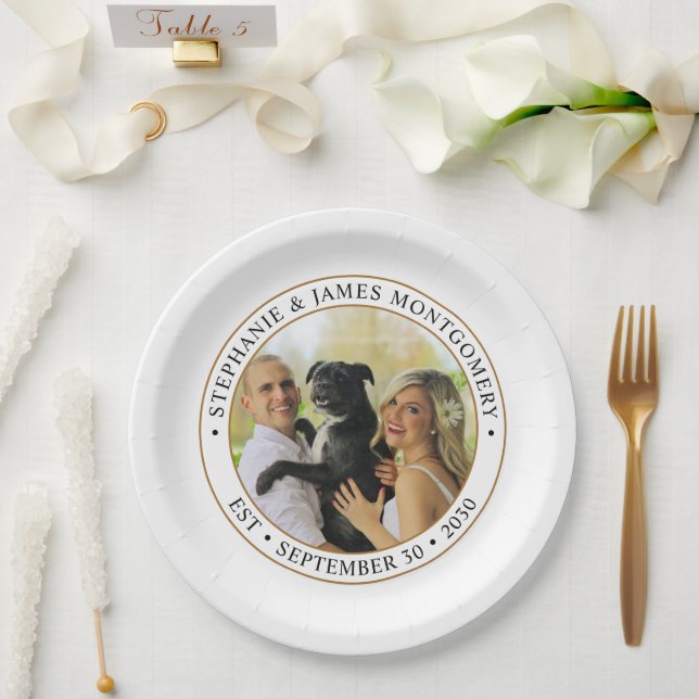 Cute Custom Pet Wedding Photo Paper Plate (Wedding)