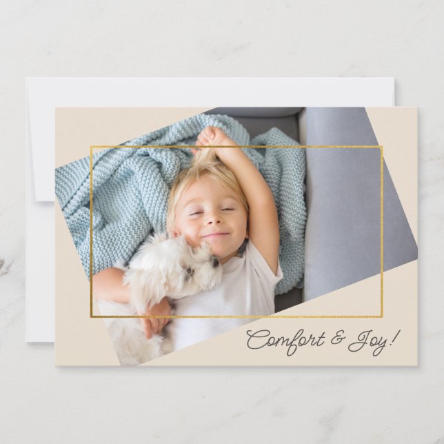 Cute Custom Photo Comfort and Joy Christmas Holiday Card (Front)