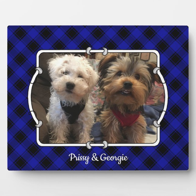 Cute Custom Photo Frame Classic Blue & Black Plaid (Front)