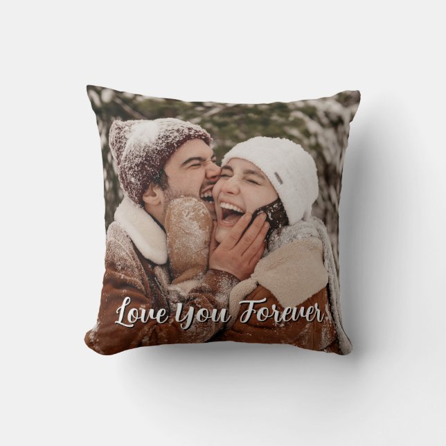 Cute Custom Photo Keepsake COUPLE Gift Throw Pill Cushion (Front)