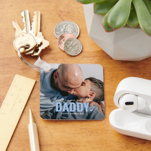 Cute Custom Photo Keepsake DADDY Gift Key Ring (Desk)